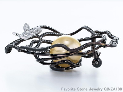 Golden Pearl About 15 mm Brooch