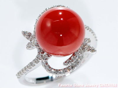 サンゴ（珊瑚） K18WG リング 11mm