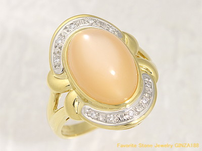 オレンジムーンストーン 推定6.0ct リング