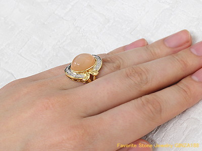 オレンジムーンストーン 推定6.0ct リング