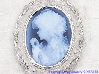 Black Onyx Cameo Pendant Brooch